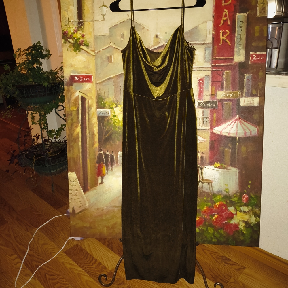 Taylor Olive Velvet Maxi Dress